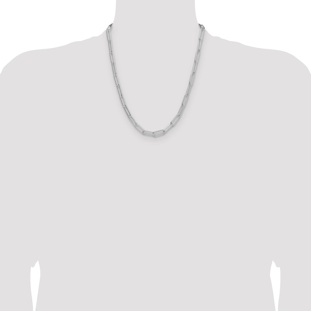 Sterling Silver Rhodium-plated Polished 5.5mm Paperclip Chain