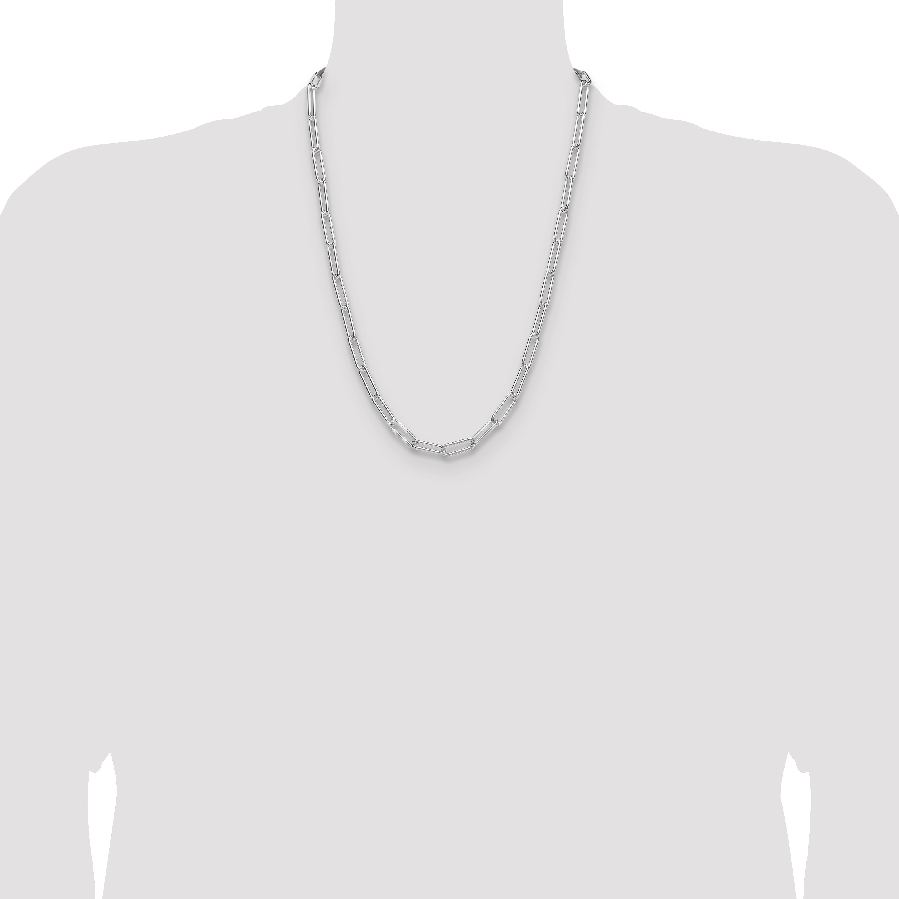 Sterling Silver Rhodium-plated Polished 5.5mm Paperclip Chain