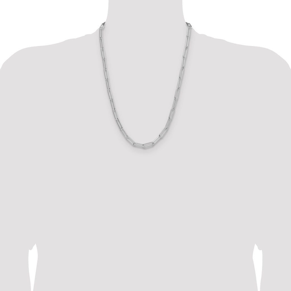 Sterling Silver Rhodium-plated Polished 5.5mm Paperclip Chain