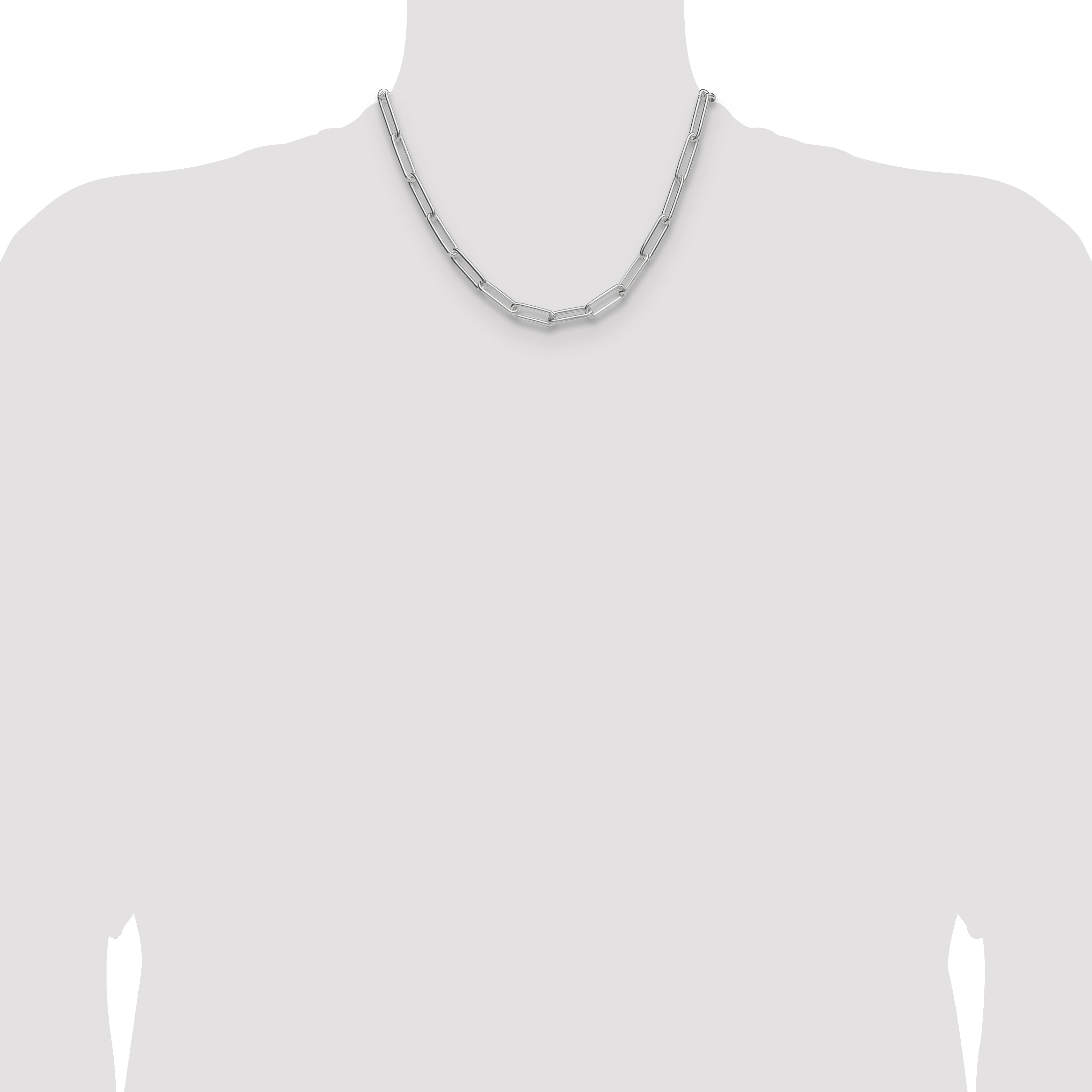 Sterling Silver Rhodium-plated Polished 6.5mm Paperclip Chain