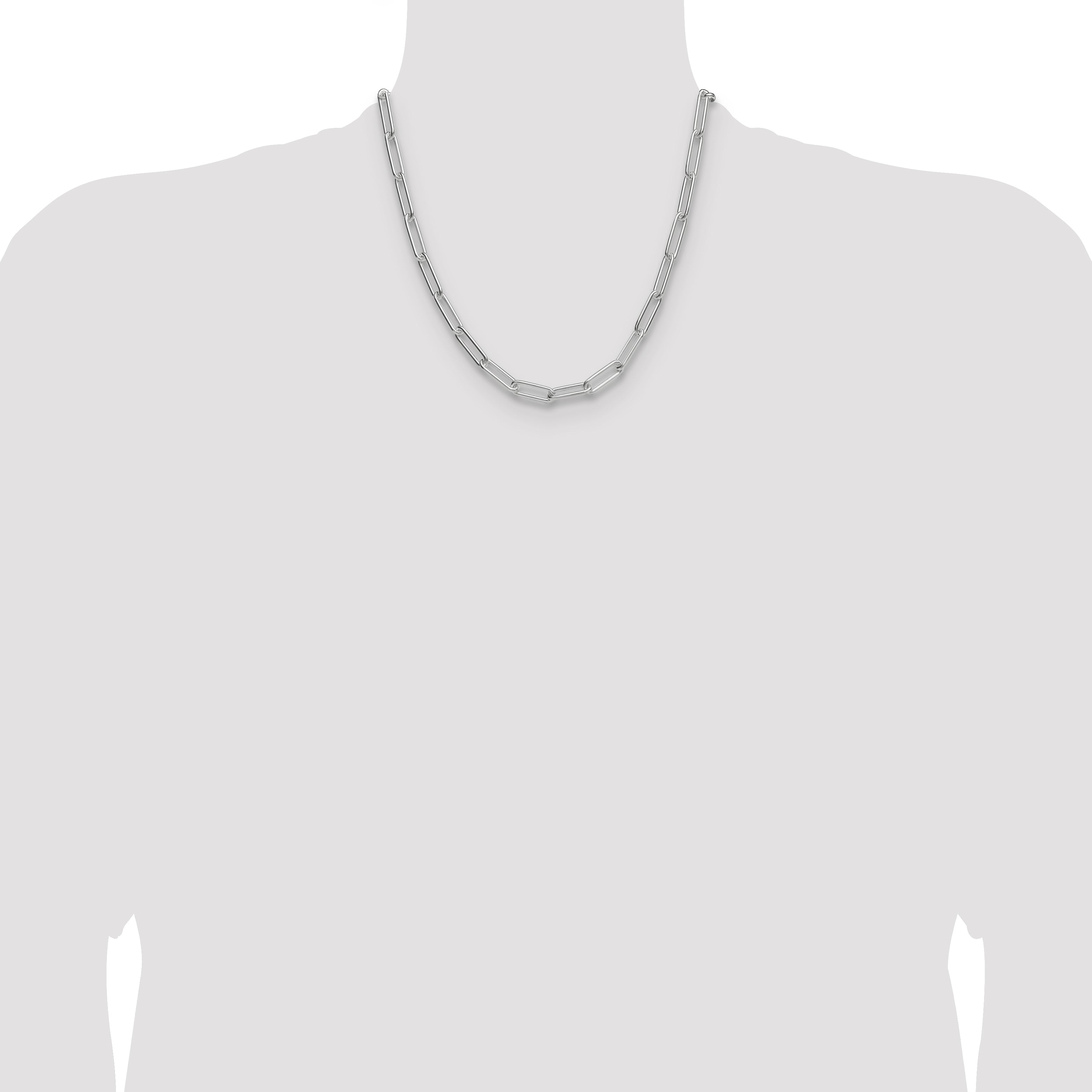 Sterling Silver Rhodium-plated Polished 6.5mm Paperclip Chain
