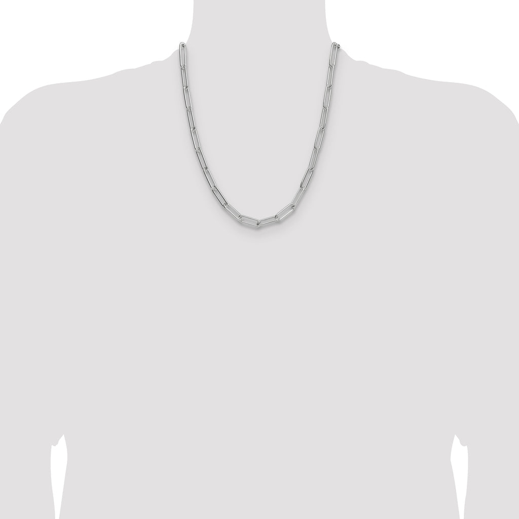 Sterling Silver Rhodium-plated Polished 6.5mm Paperclip Chain