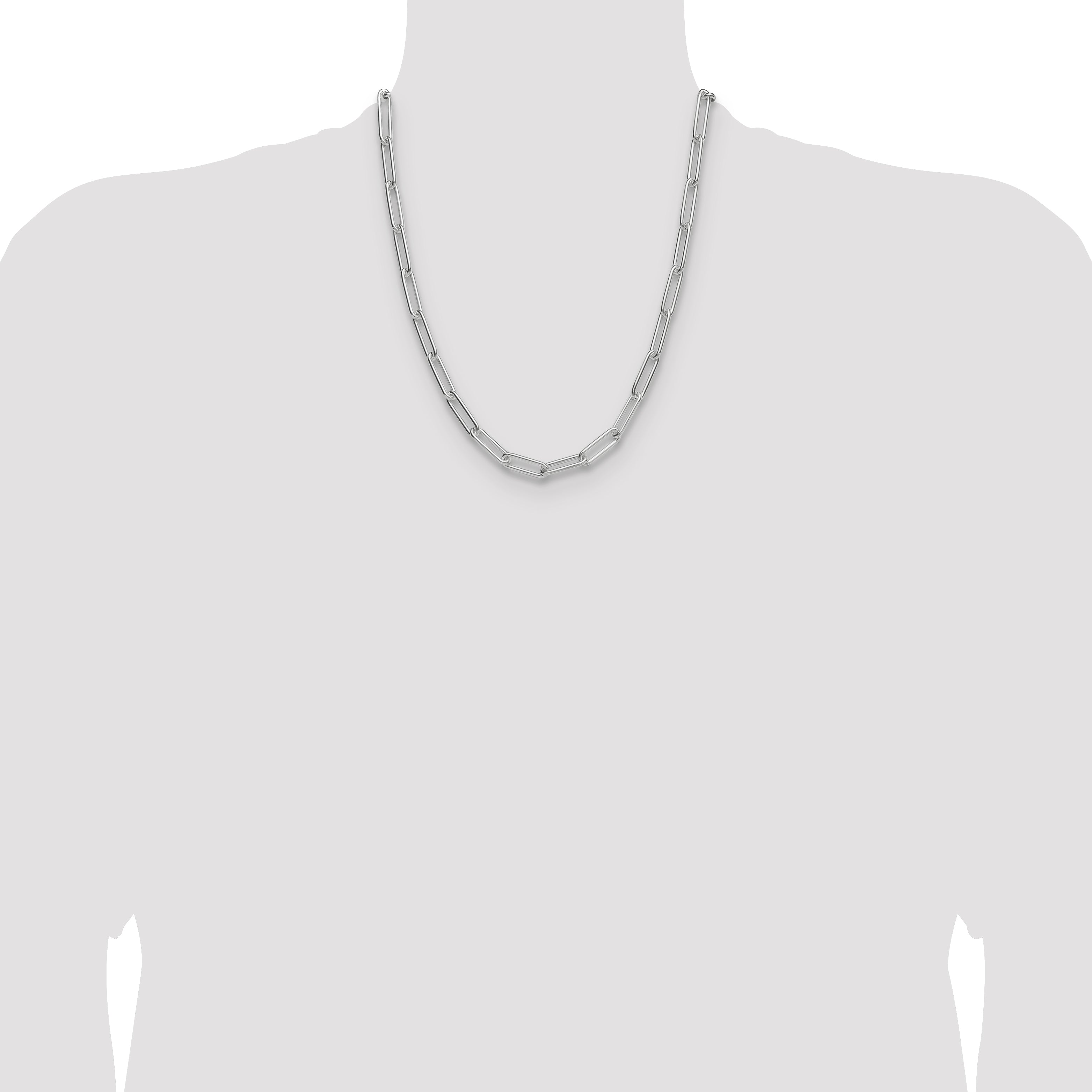 Sterling Silver Rhodium-plated Polished 6.5mm Paperclip Chain
