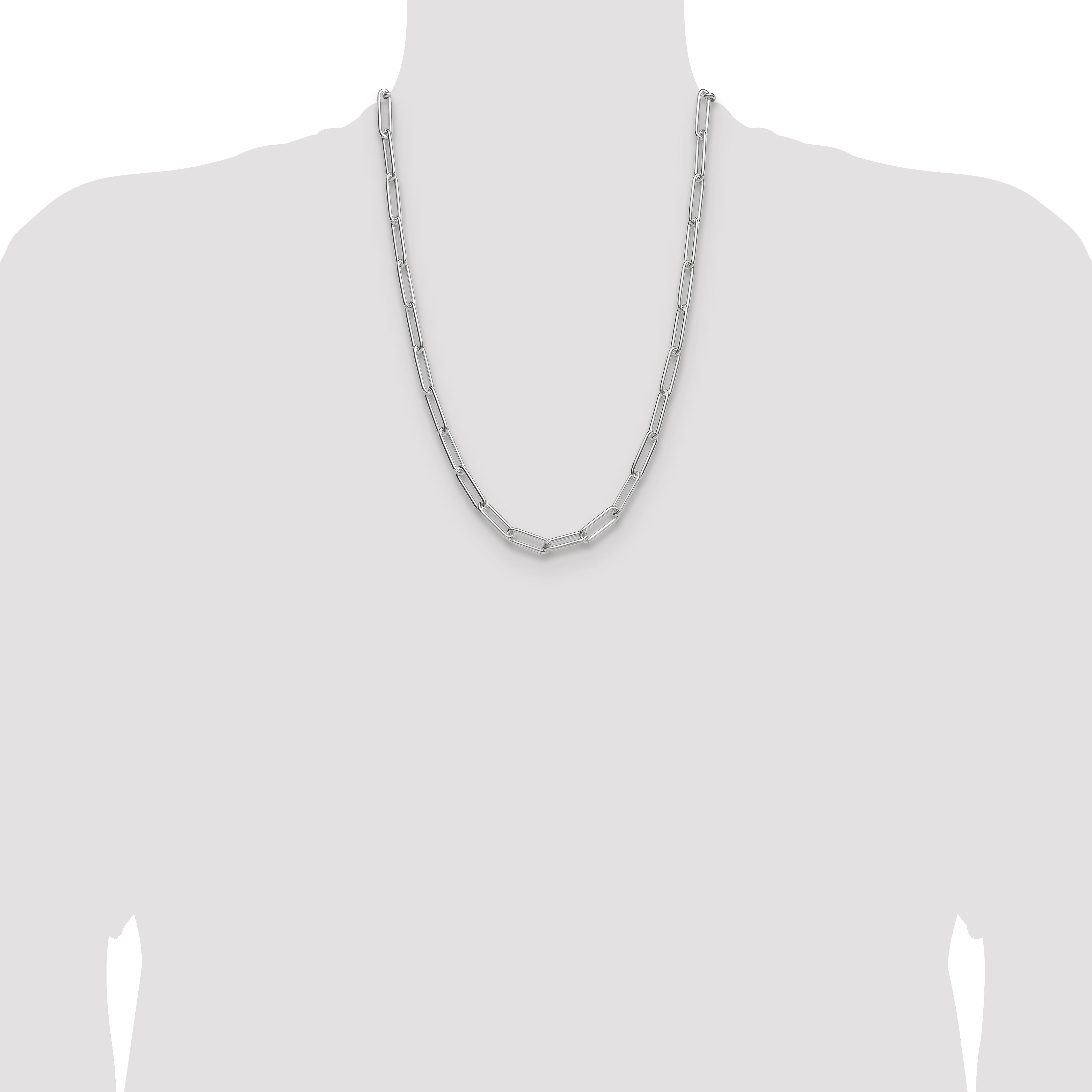 Sterling Silver Rhodium-plated Polished 6.5mm Paperclip Chain