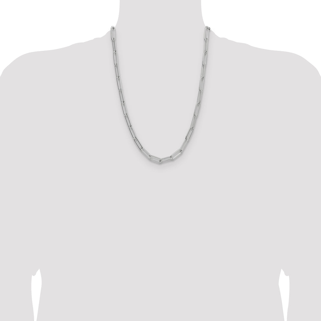 Sterling Silver Rhodium-plated Polished 6.5mm Paperclip Chain
