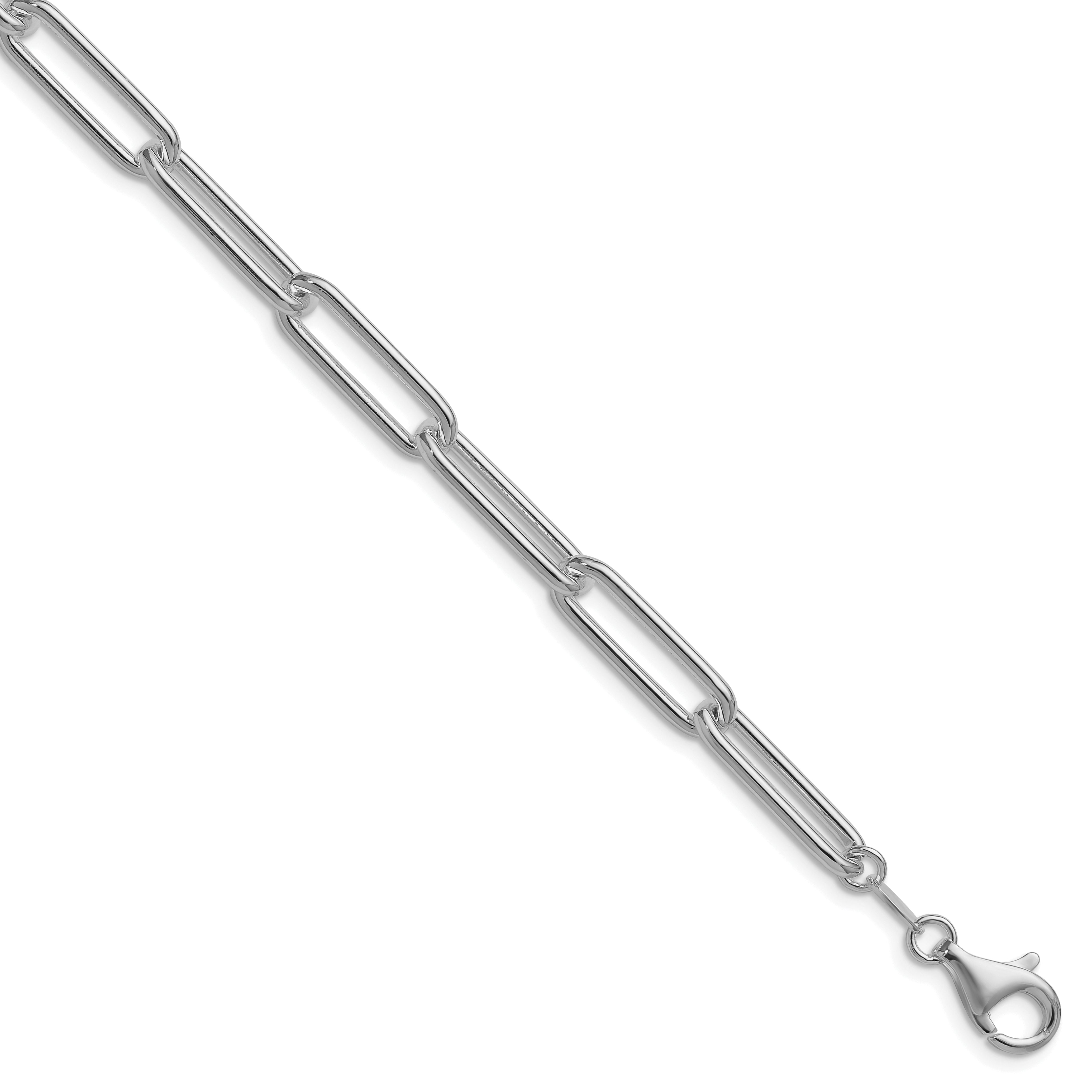 Sterling Silver Rhodium-plated Polished 6.5mm Paperclip Chain Main image