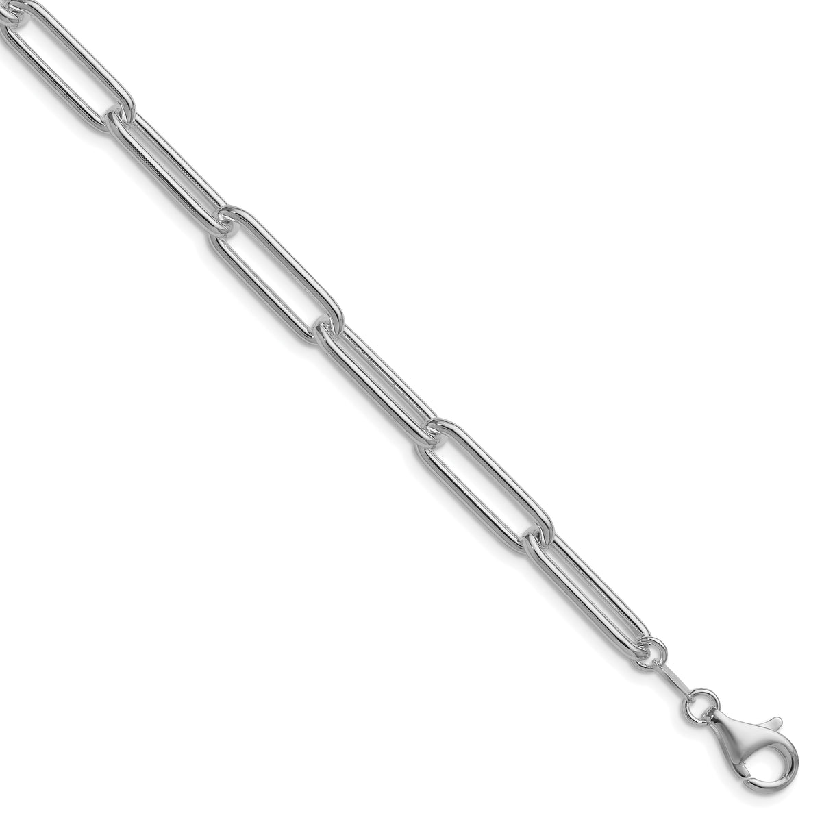 Sterling Silver Rhodium-plated Polished 6.5mm Paperclip Chain