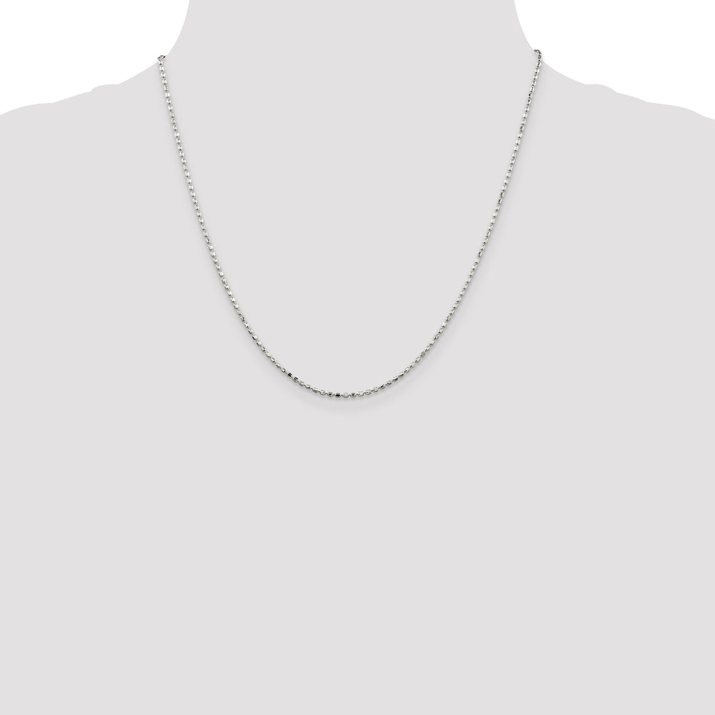 Sterling Silver Beaded Chain Necklace 1.5mm