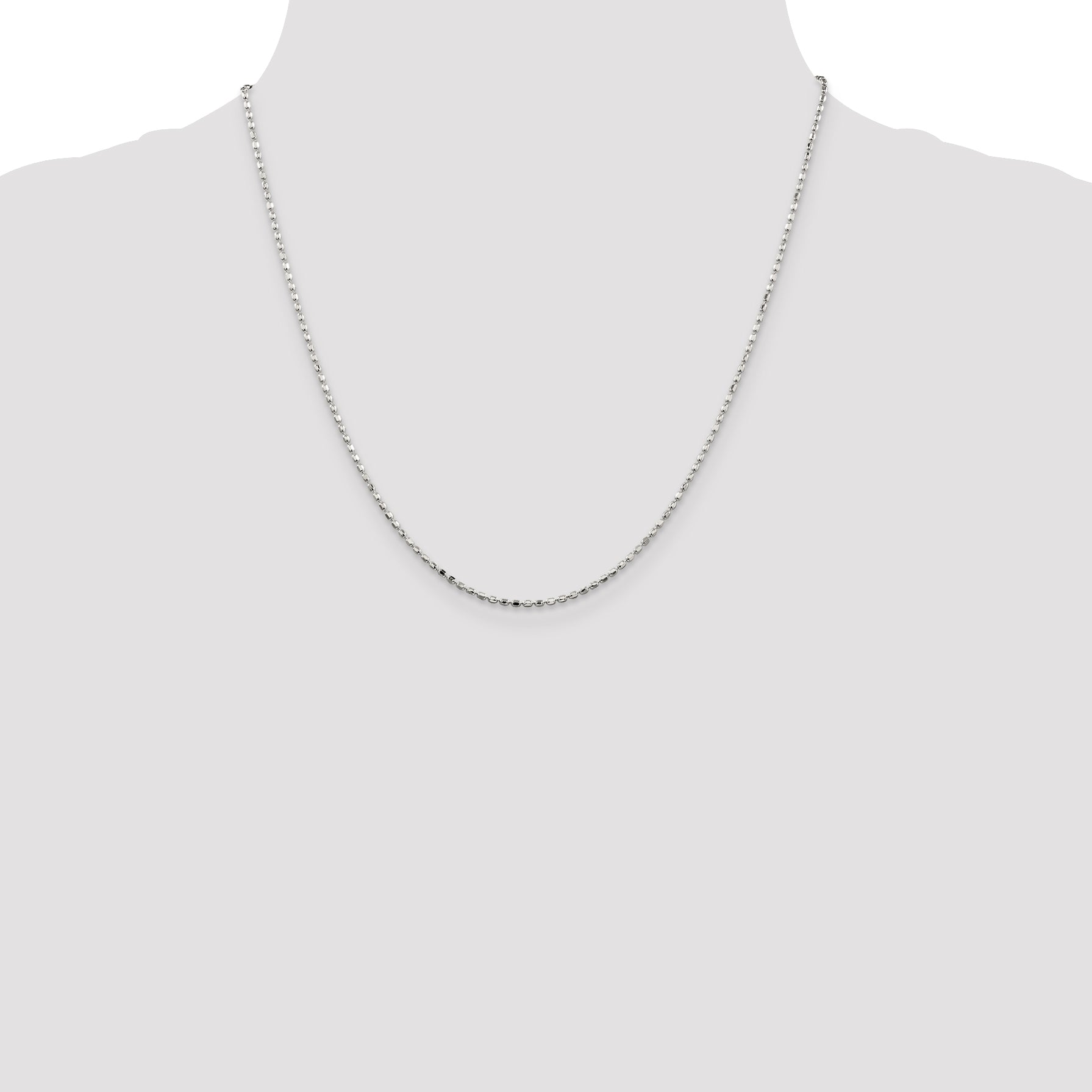 Sterling Silver Beaded Chain Necklace 1.5mm
