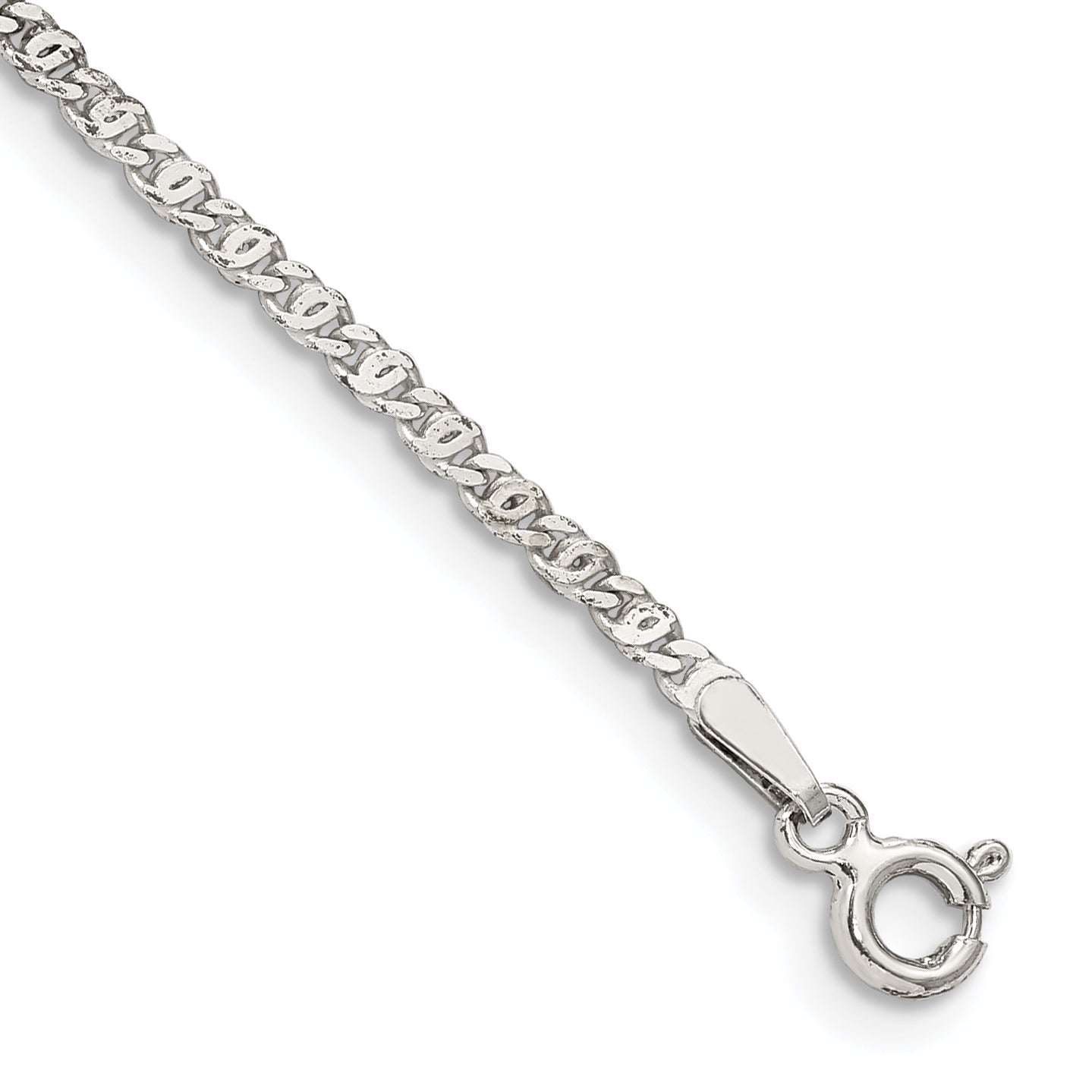Sterling Silver 2mm Fancy Anchor Pendant Chain Anklet Main image