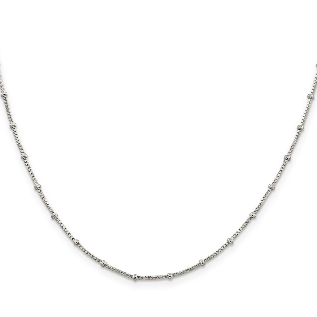 Sterling Silver Beaded Chain Necklace 1.25mm