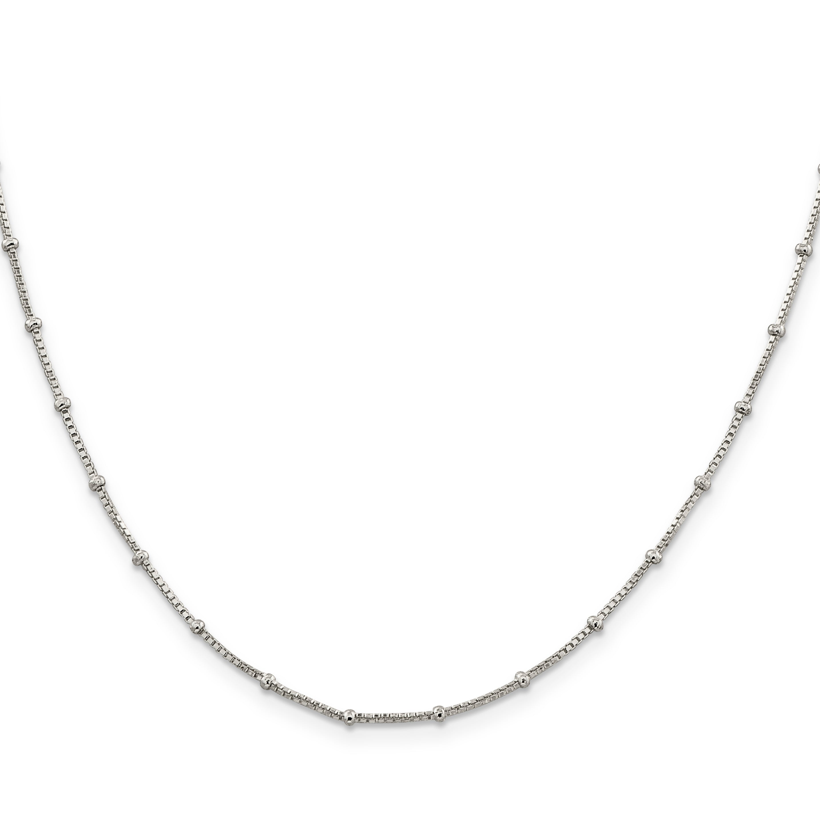 Sterling Silver Beaded Chain Necklace 1.25mm
