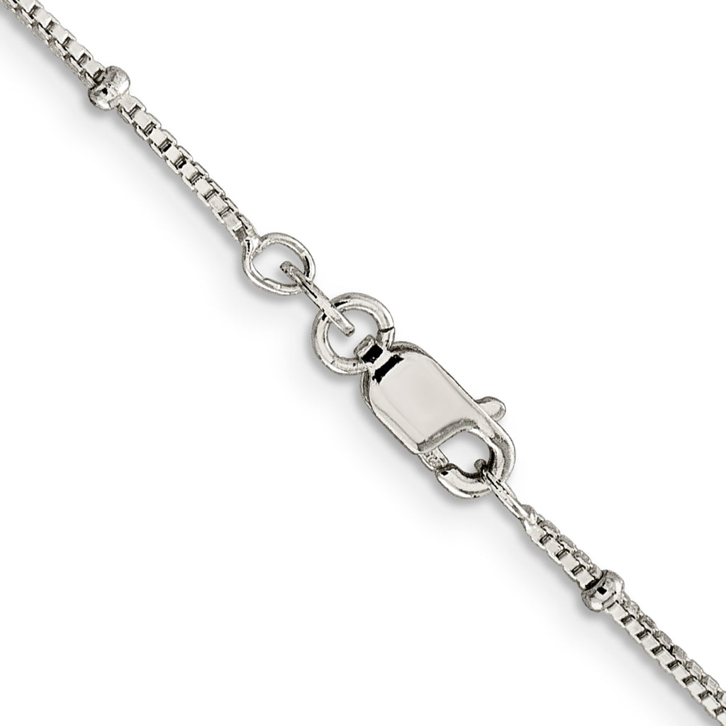 Sterling Silver Beaded Chain Necklace 1.25mm