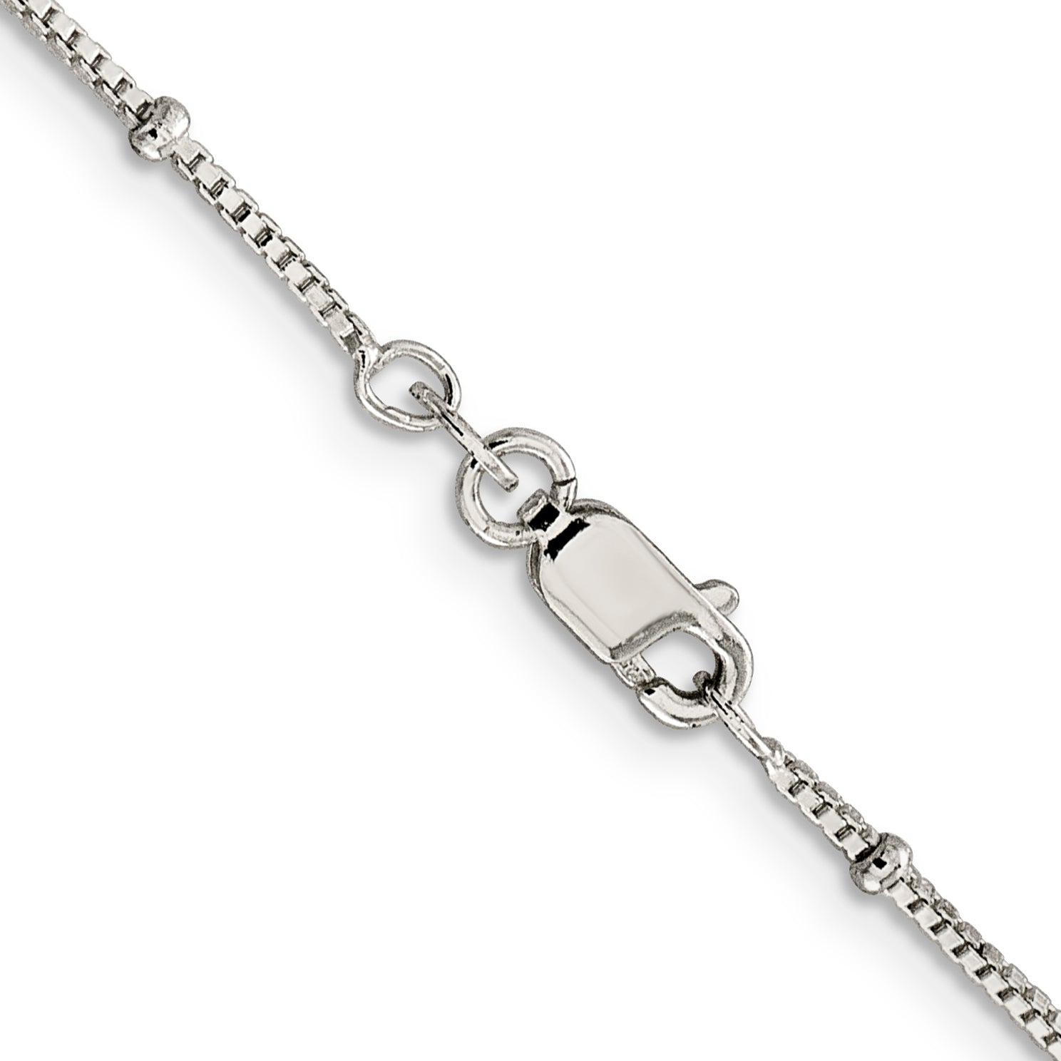 Sterling Silver Beaded Chain Necklace 1.25mm