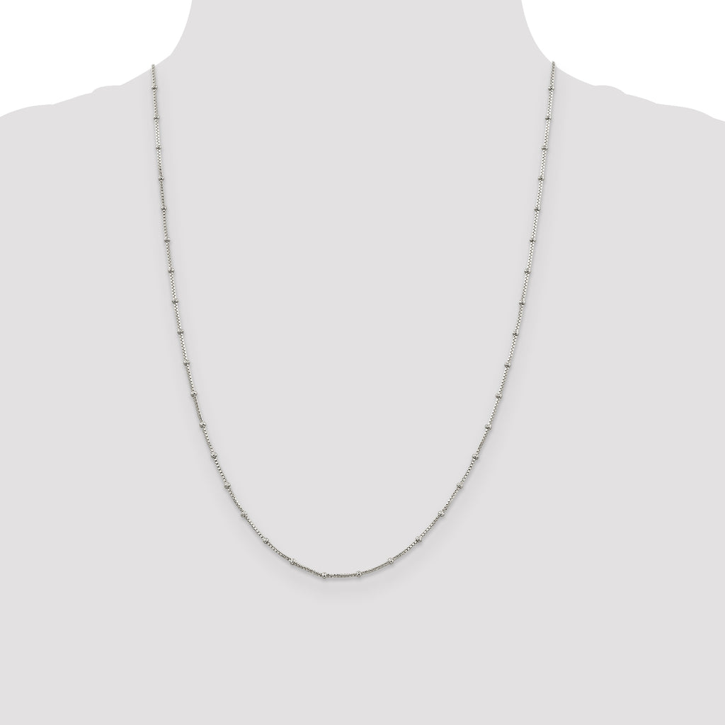 Sterling Silver Beaded Chain Necklace 1.25mm