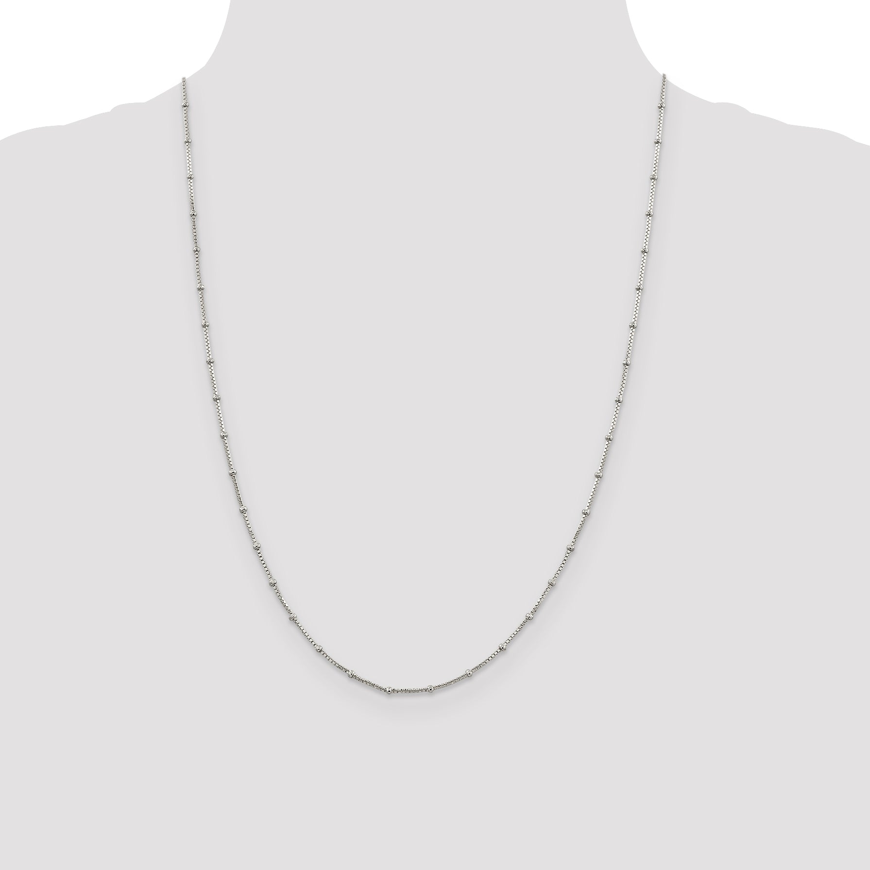 Sterling Silver Beaded Chain Necklace 1.25mm