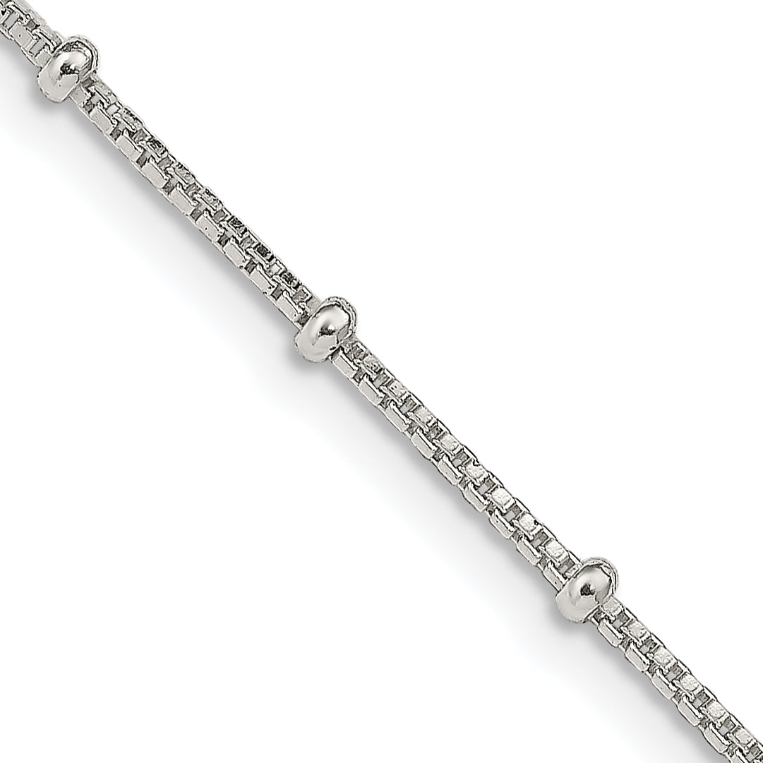Sterling Silver 1.25mm Fancy Beaded Box Chain Main image