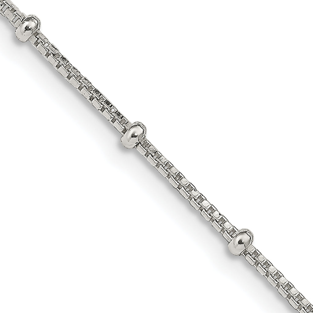 Sterling Silver Beaded Chain Necklace 1.25mm
