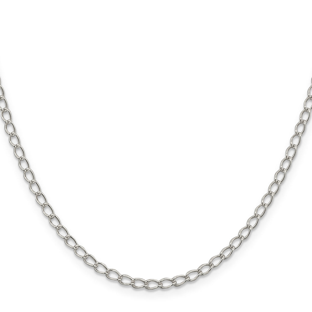 Sterling Silver 3mm Half Round Wire Open Curb Chain Anklet
