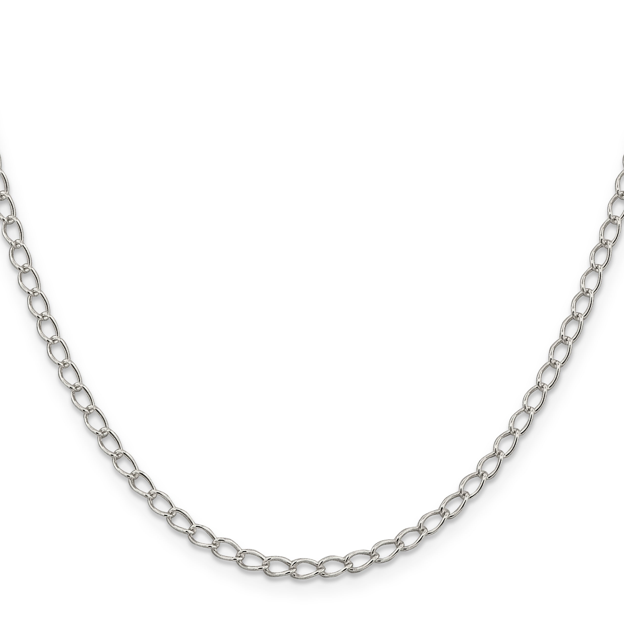 Sterling Silver 3mm Half Round Wire Open Curb Chain Anklet