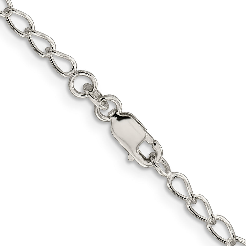 Sterling Silver 3mm Half Round Wire Open Curb Chain Anklet