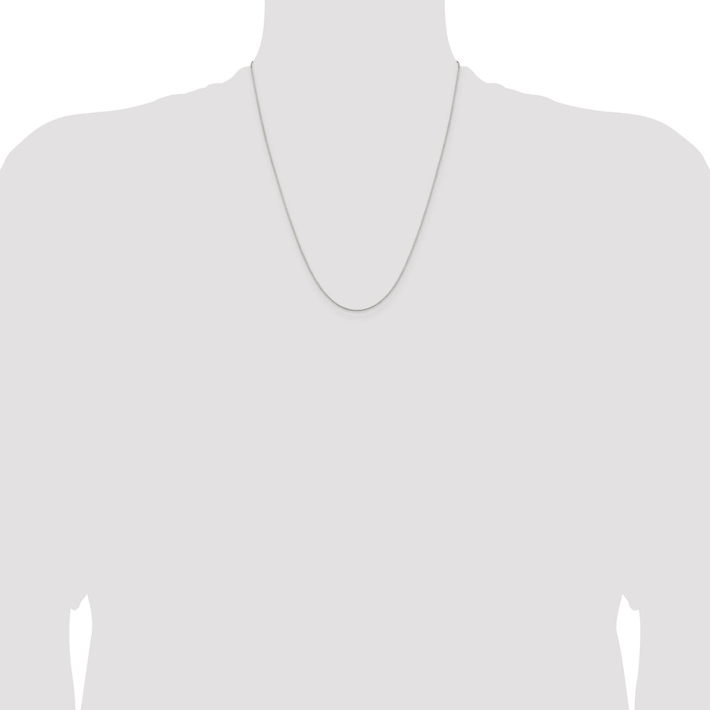 Sterling Silver Rhodium-Plated .6mm Mirror Box Chain With 2in Extension