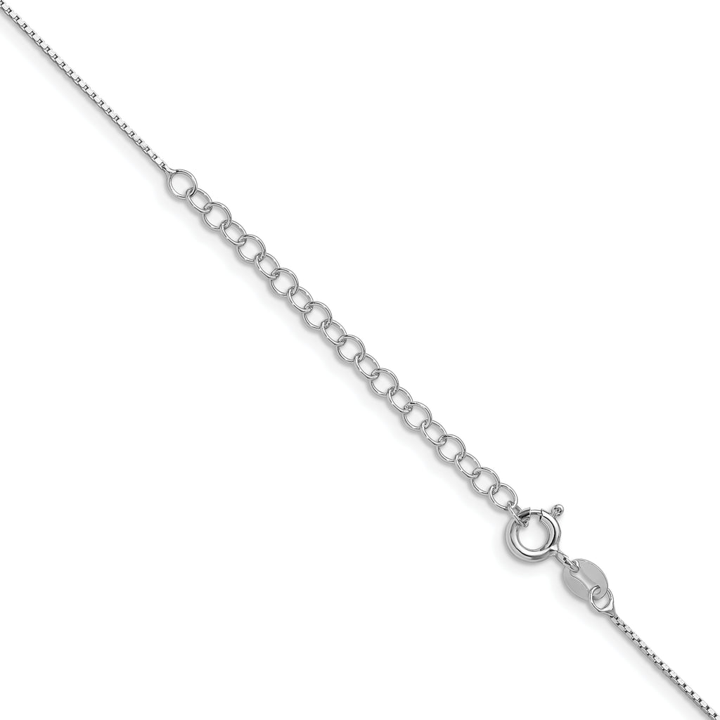 Sterling Silver Rhodium-Plated .6mm Mirror Box Chain With 2in Extension