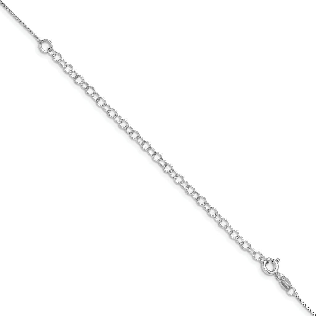 Sterling Silver Rhodium-Plated .6mm Mirror Box Chain With 2in Extension