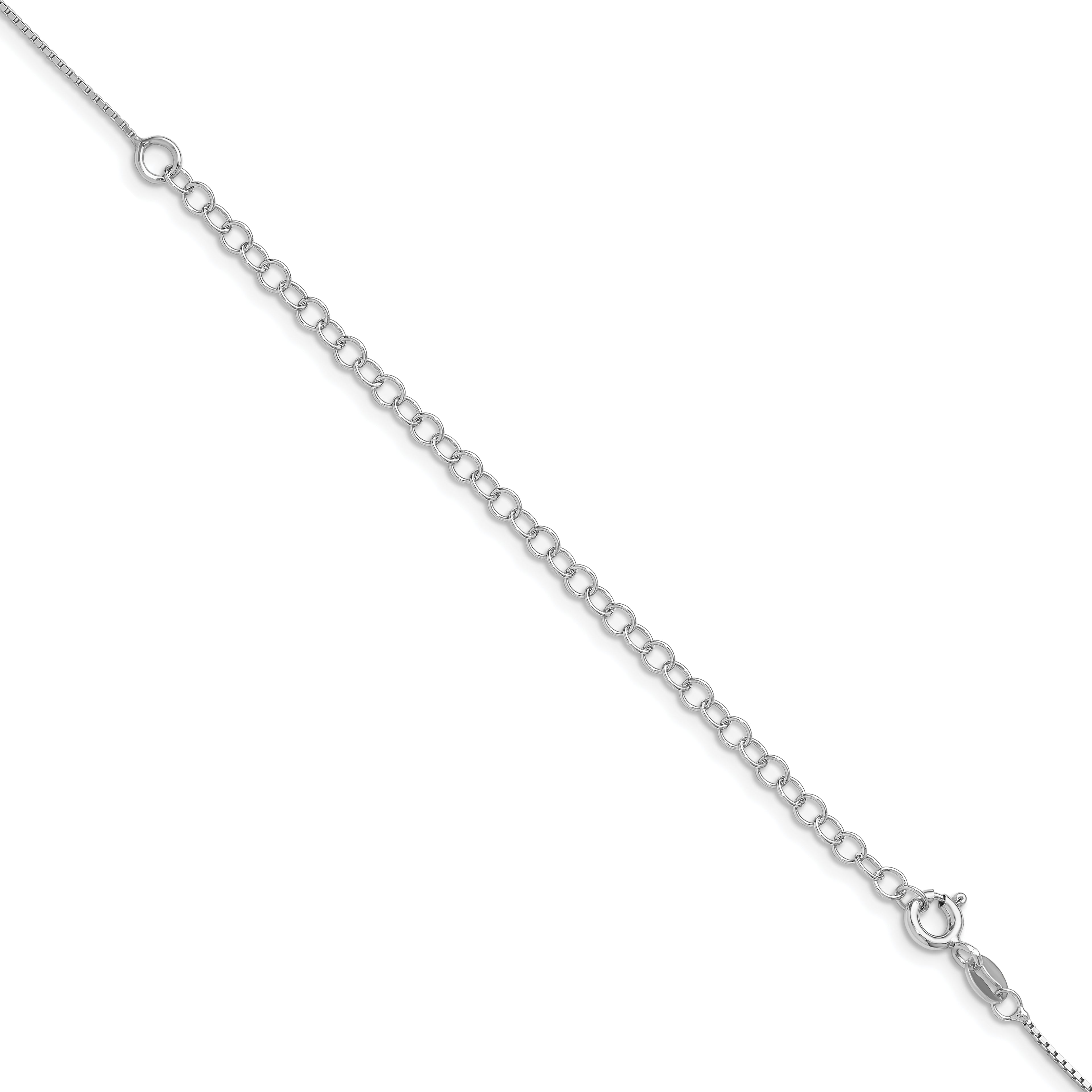 Sterling Silver Rhodium-Plated .6mm Mirror Box Chain With 2in Extension