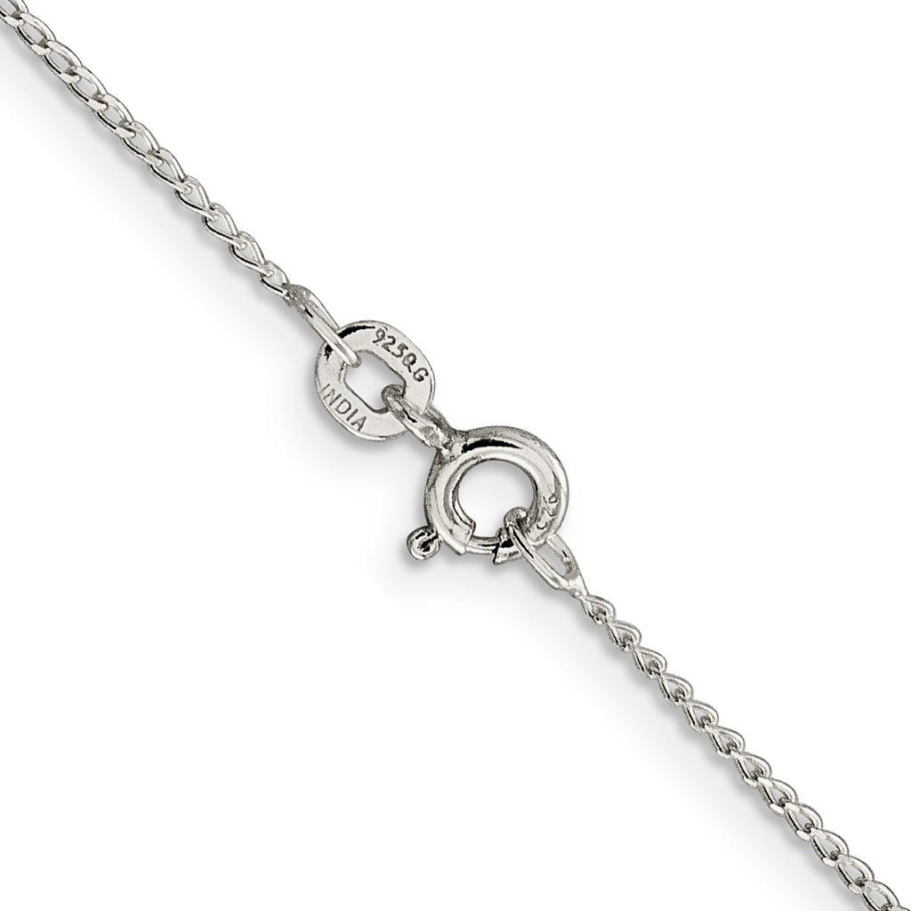 Sterling Silver 1mm Open Elongated Link Curb Chain Anklet