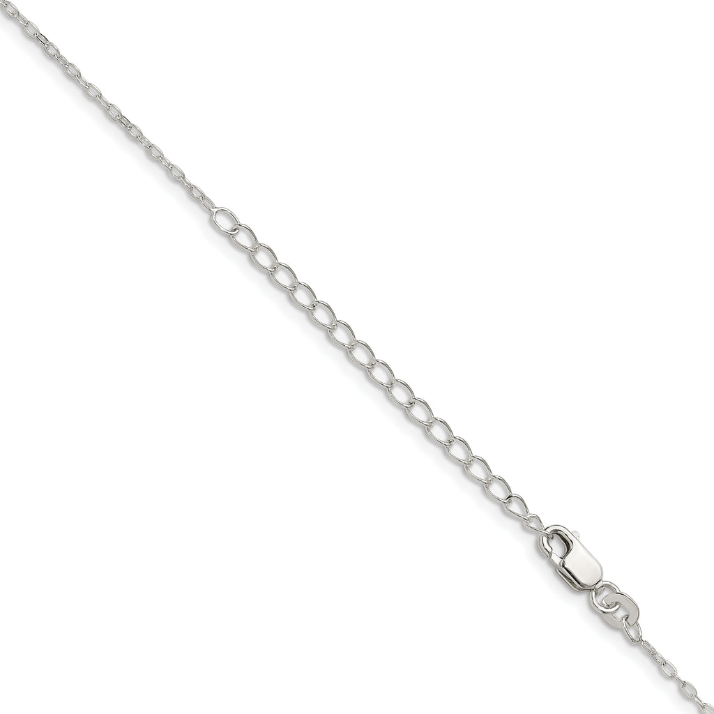 Sterling Silver 1.4mm Flat Oval Cable Chain With 2in Extension