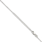 Sterling Silver 1.4mm Flat Oval Cable Chain With 2in Extension