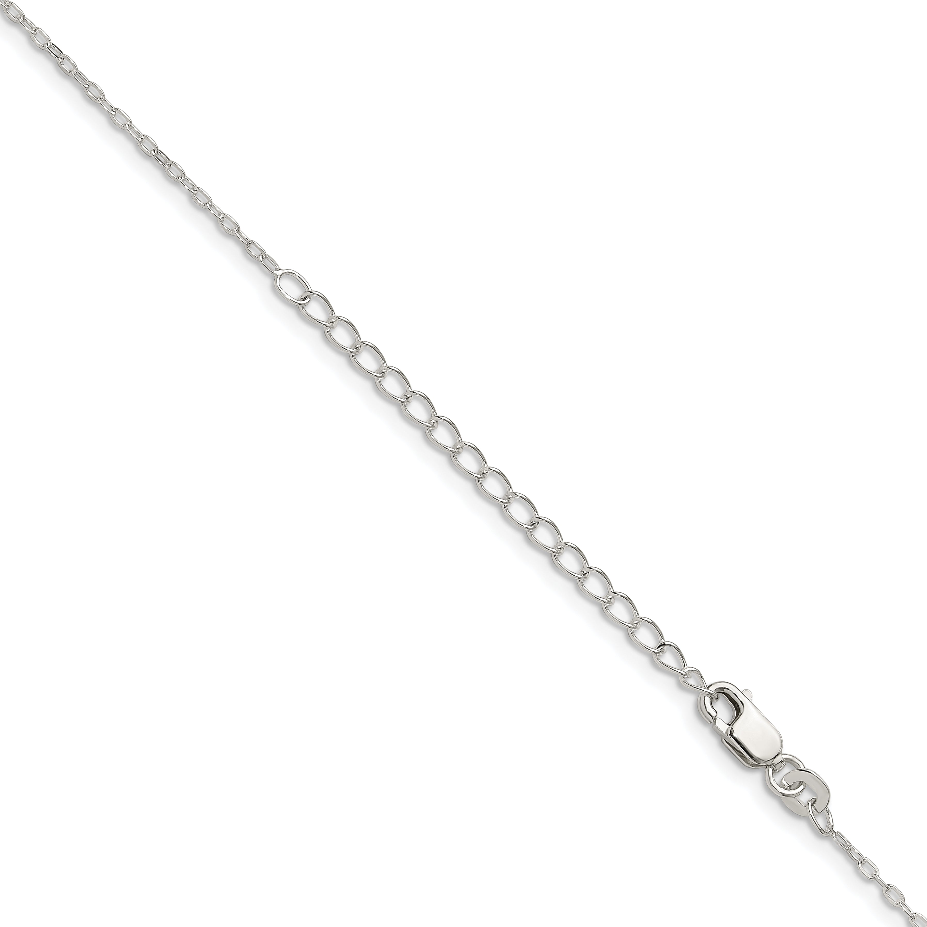 Sterling Silver 1.4mm Flat Oval Cable Chain With 2in Extension