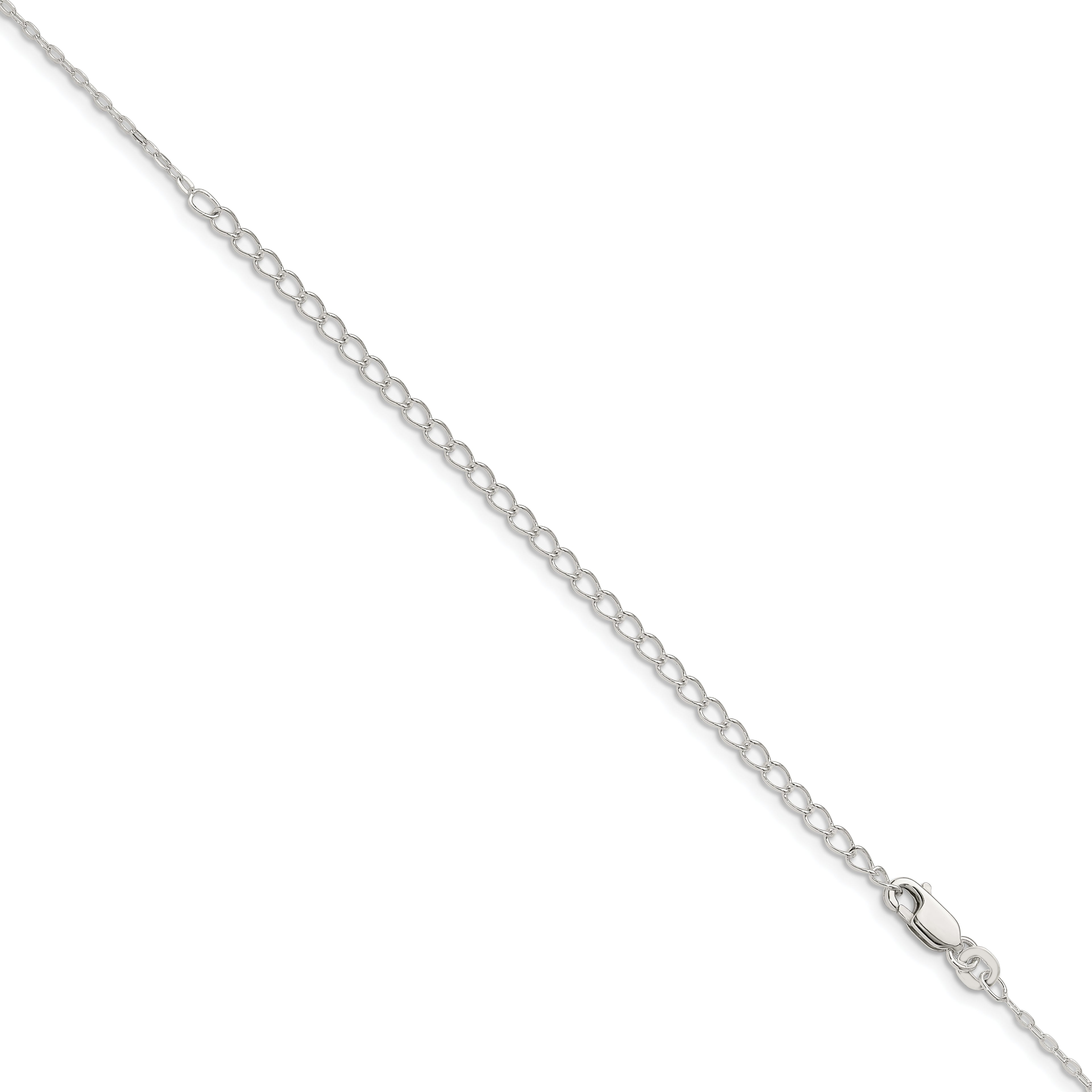 Sterling Silver 1.4mm Flat Oval Cable Chain With 2in Extension