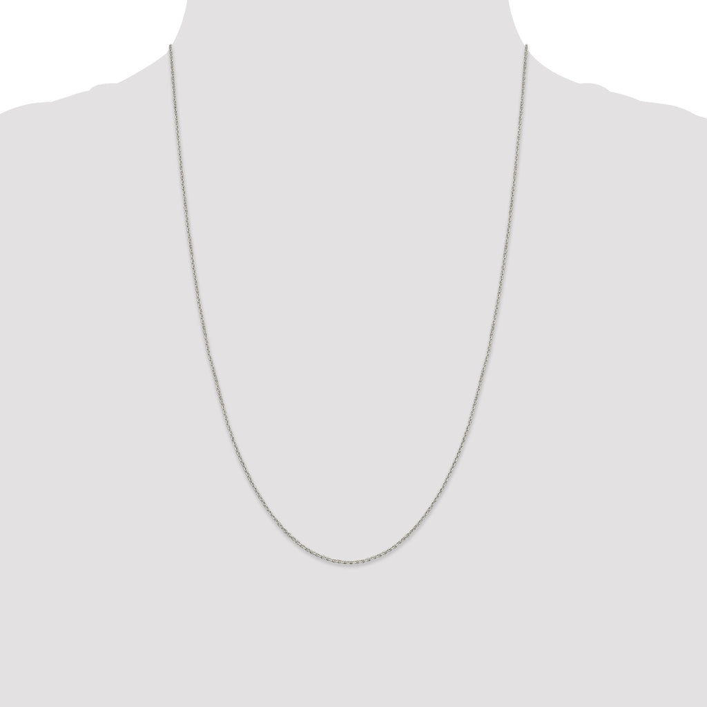 Sterling Silver Rhodium-Plated 1.25mm Diamond-Cut Forzantine Cable Chain