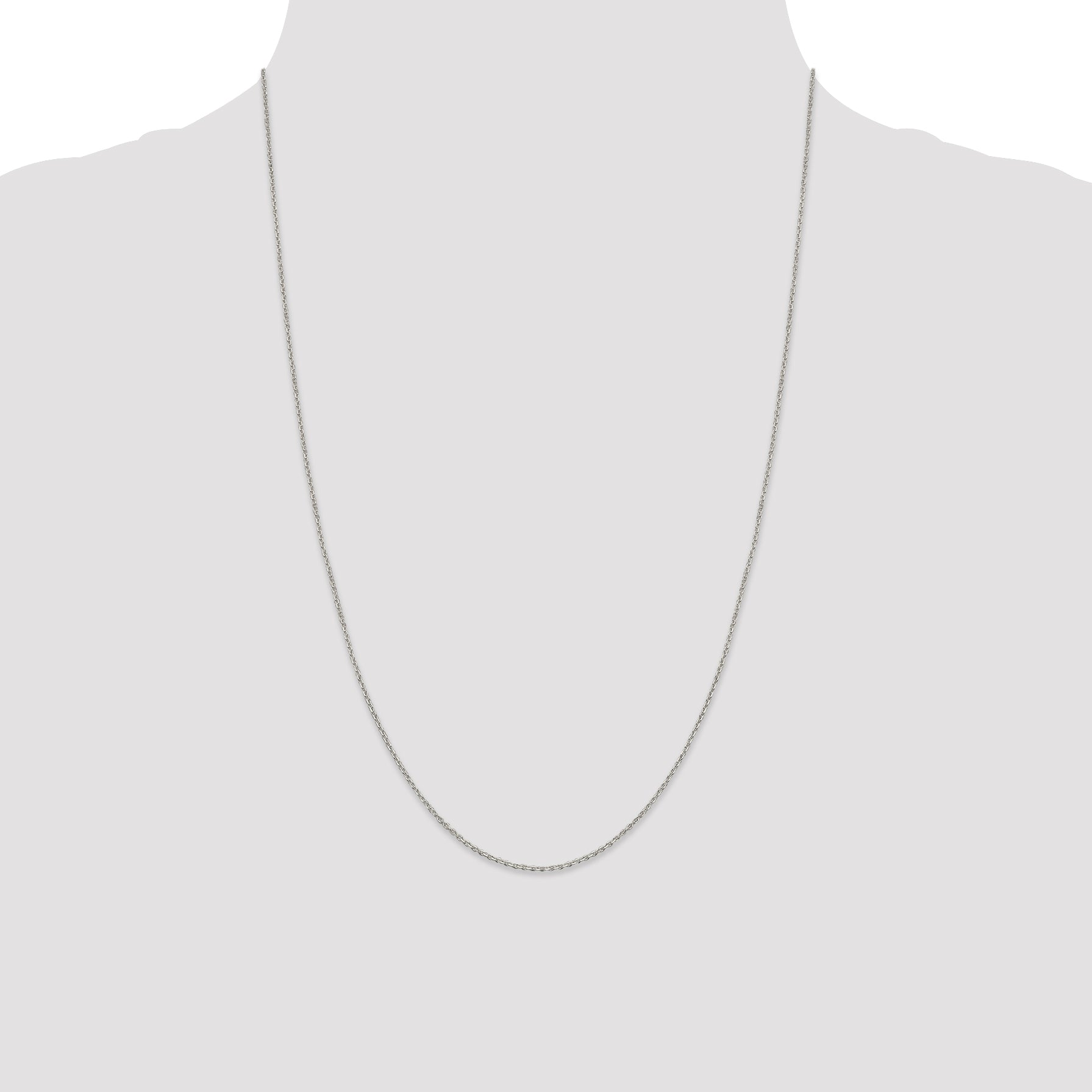 Sterling Silver Rhodium-Plated 1.25mm Diamond-Cut Forzantine Cable Chain