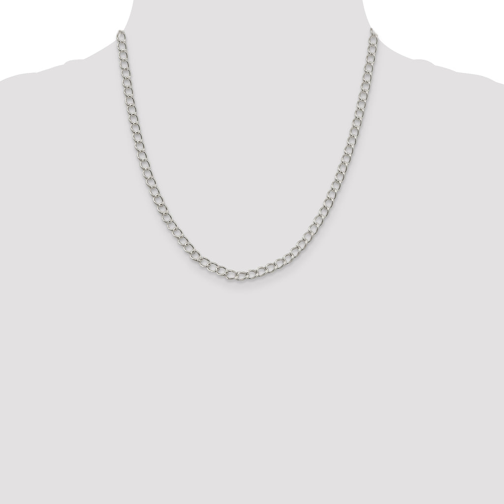 Sterling Silver 4.5mm Half round Wire Open Curb Chain