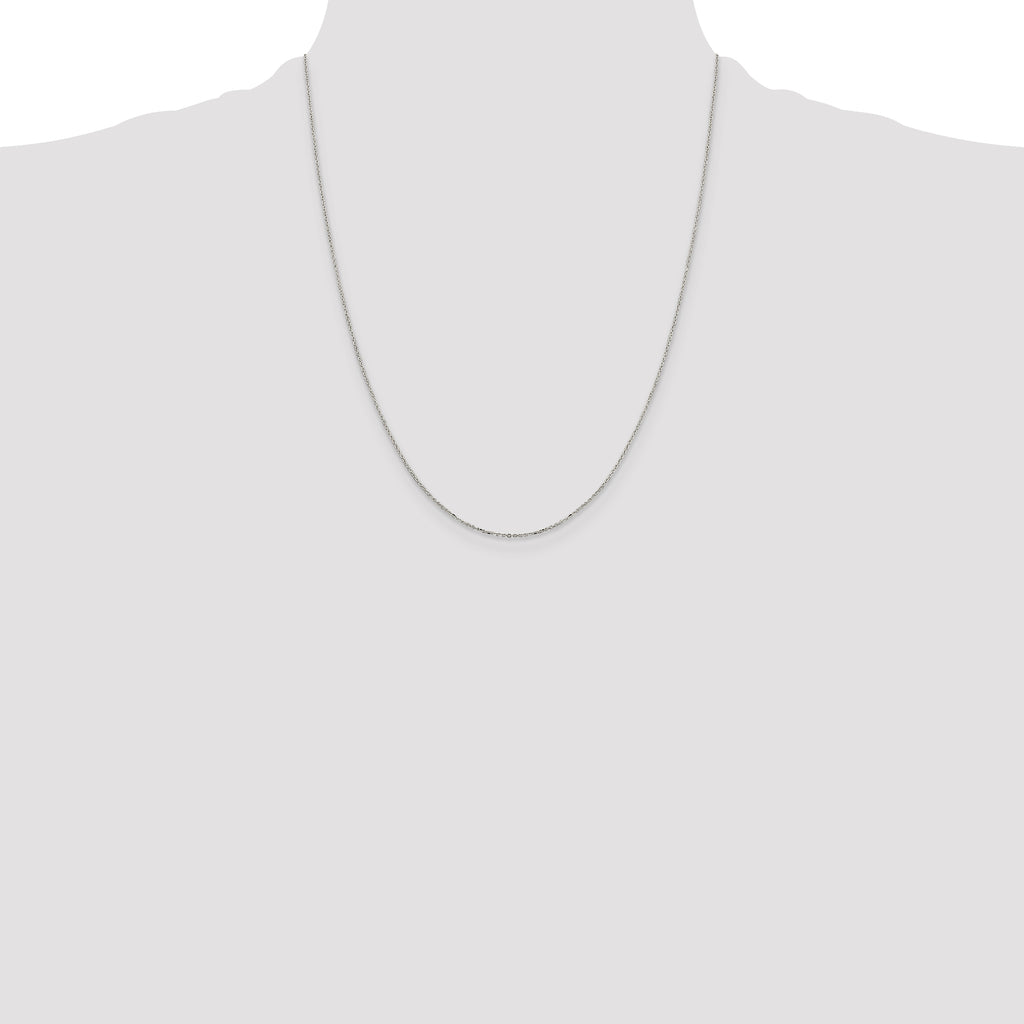 Sterling Silver 1mm 8 Sided Diamond-Cut Cable Chain With 4in Extension