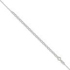 Sterling Silver 1mm 8 Sided Diamond-Cut Cable Chain With 4in Extension