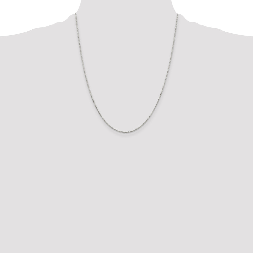 Sterling Silver 1.25mm Loose Rope Chain With 2in Extension