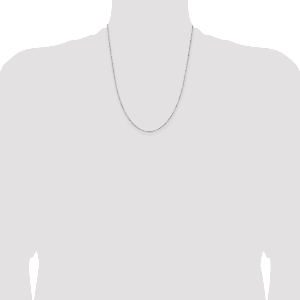 Sterling Silver 1mm Diamond-Cut Long Link Cable Chain With 2in Extension