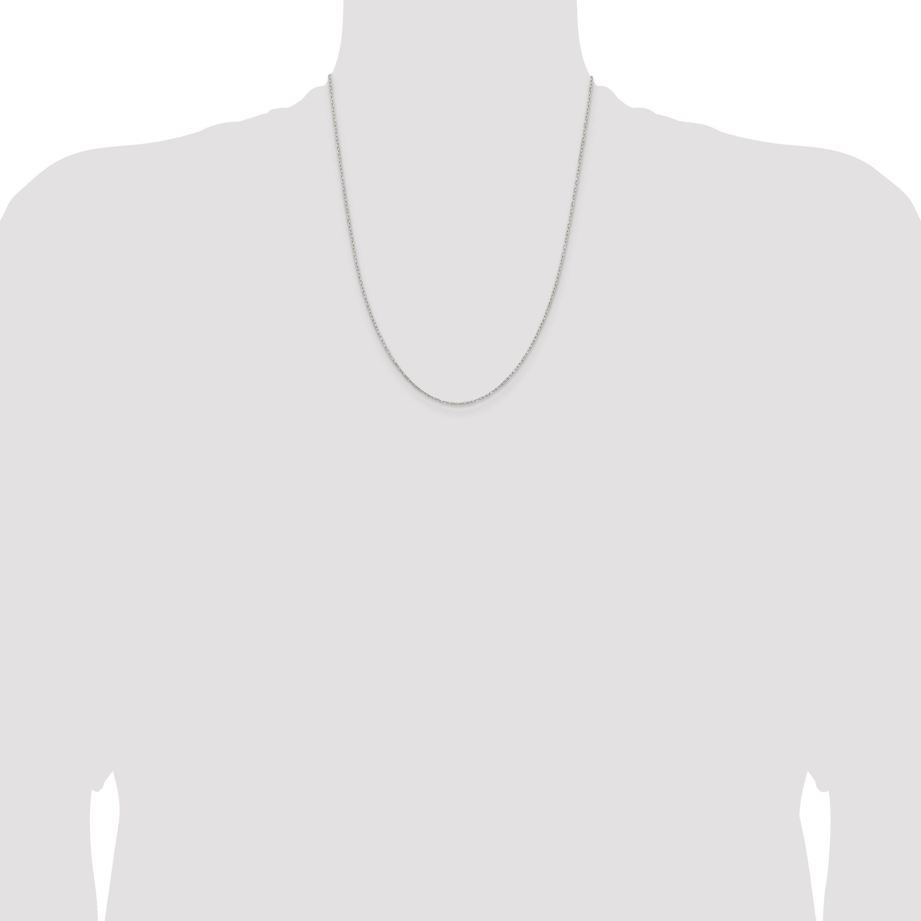 Sterling Silver 1mm Diamond-Cut Long Link Cable Chain With 2in Extension