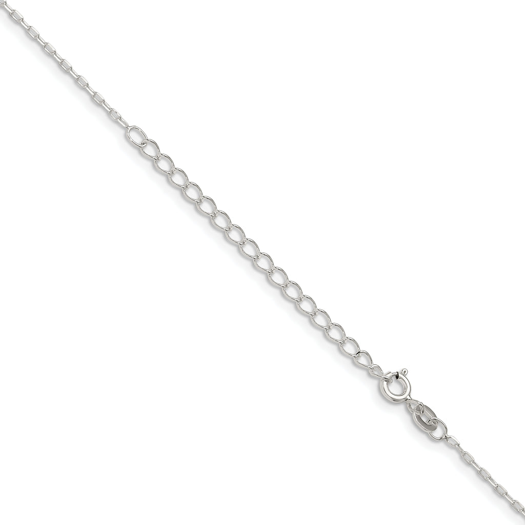 Sterling Silver 1mm Diamond-Cut Long Link Cable Chain With 2in Extension
