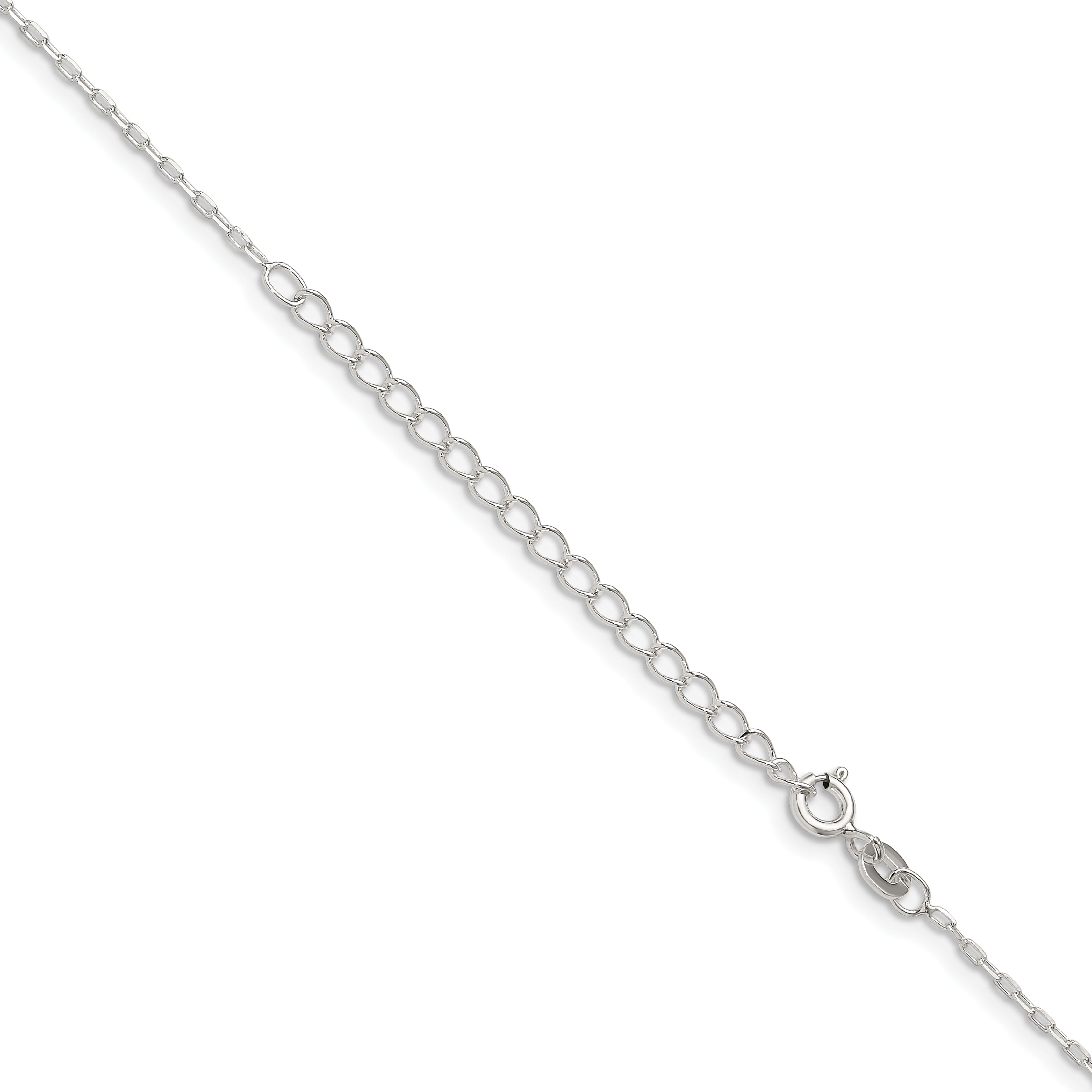 Sterling Silver 1mm Diamond-Cut Long Link Cable Chain With 2in Extension