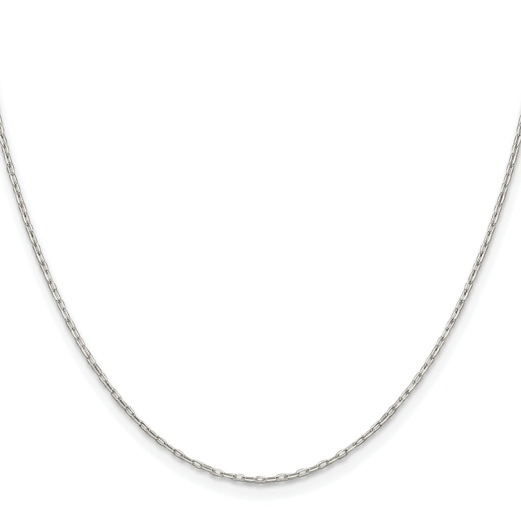 Sterling Silver Rhodium-Plated 1mm Diamond-Cut Long Link Cable Chain With 2in