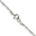 Sterling Silver Rhodium-Plated 1mm Diamond-Cut Long Link Cable Chain With 2in