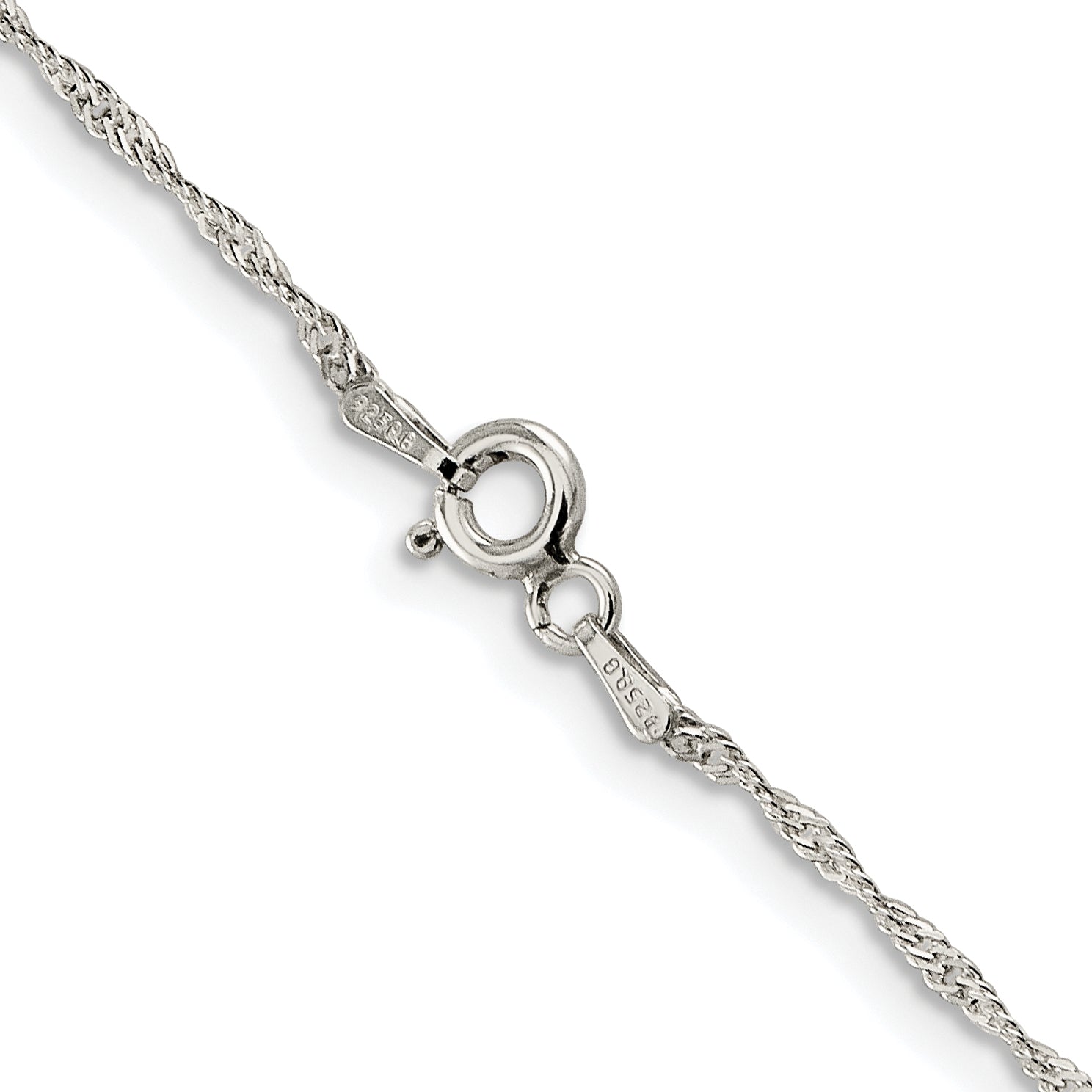Sterling Silver Rhodium-Plated 1mm Diamond-Cut Long Link Cable Chain With 2in