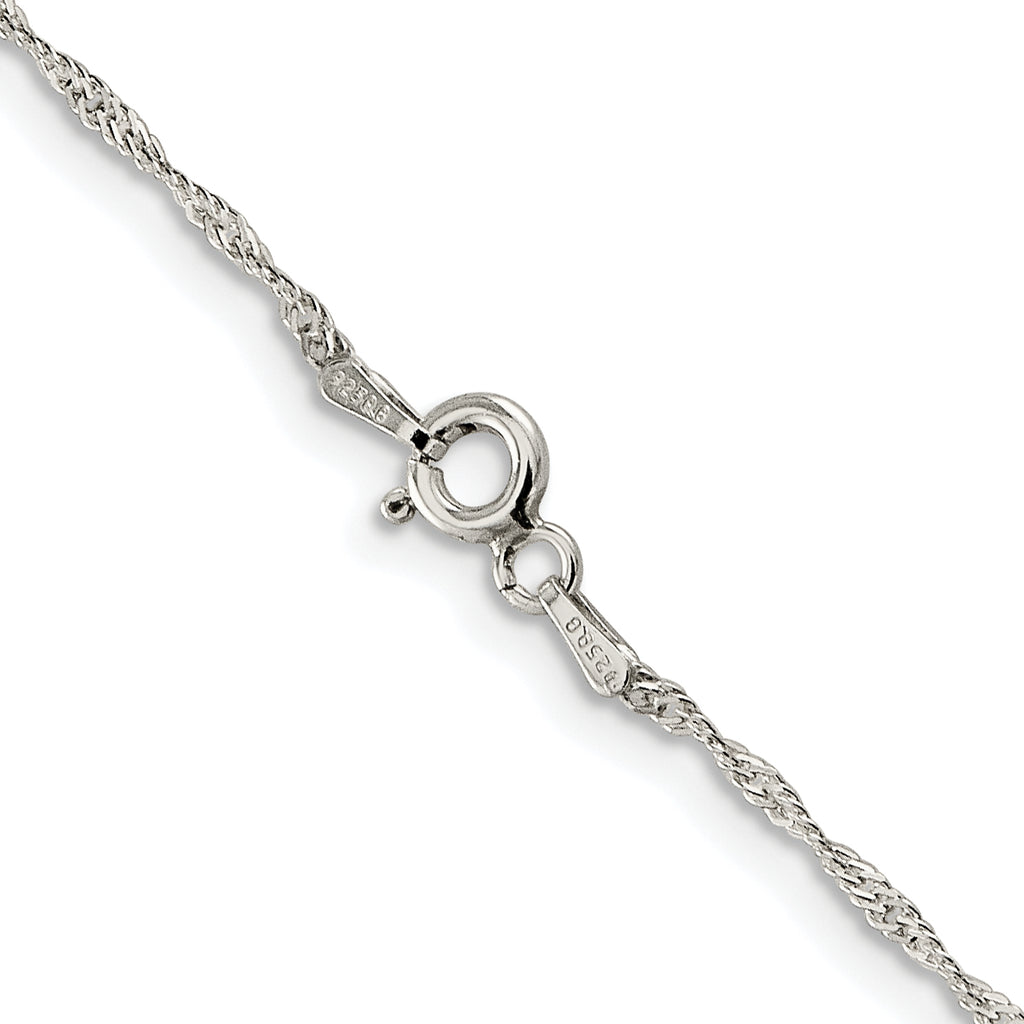 Sterling Silver Rhodium-Plated 1mm Diamond-Cut Long Link Cable Chain