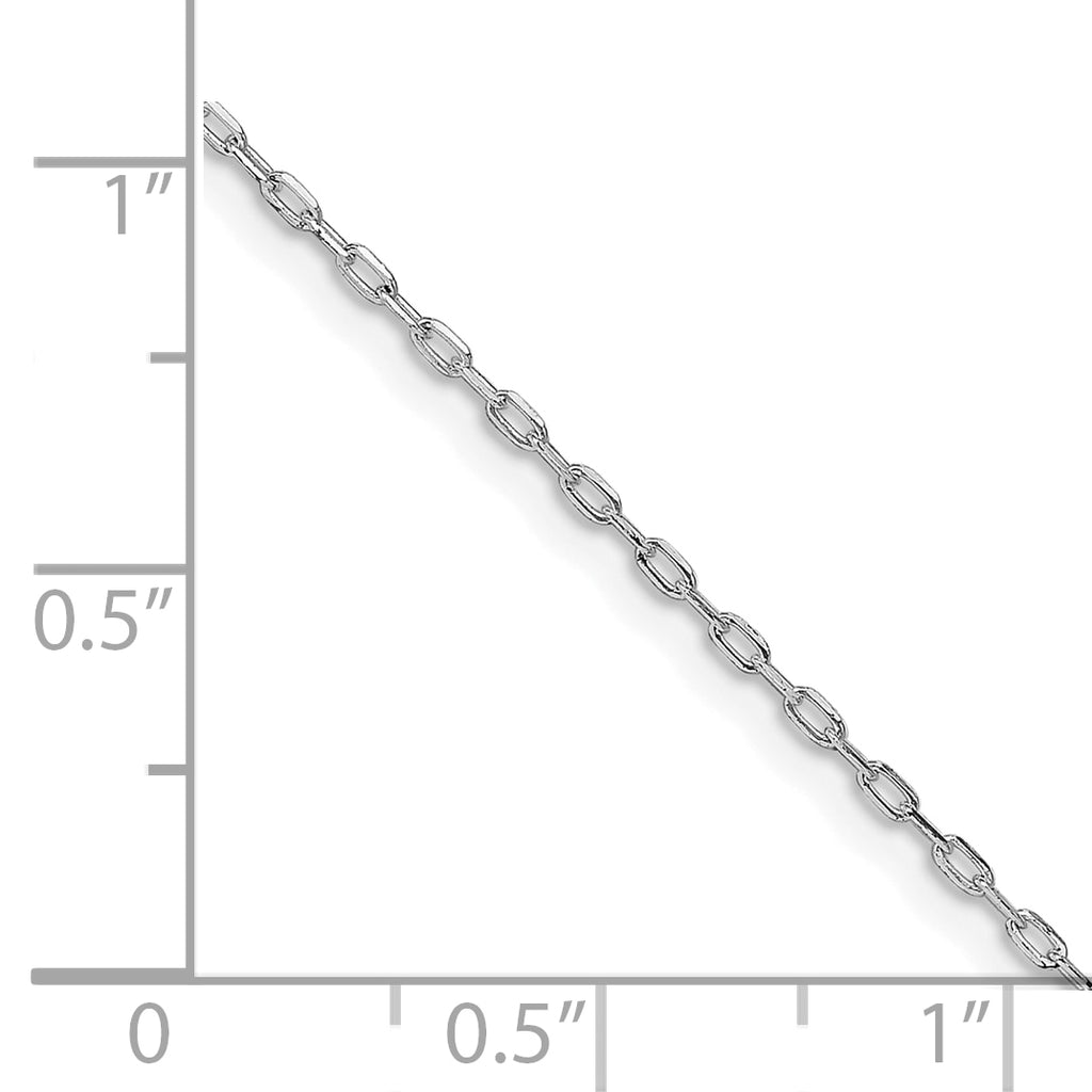 Sterling Silver Rhodium-Plated 1mm Diamond-Cut Long Link Cable Chain With 2in