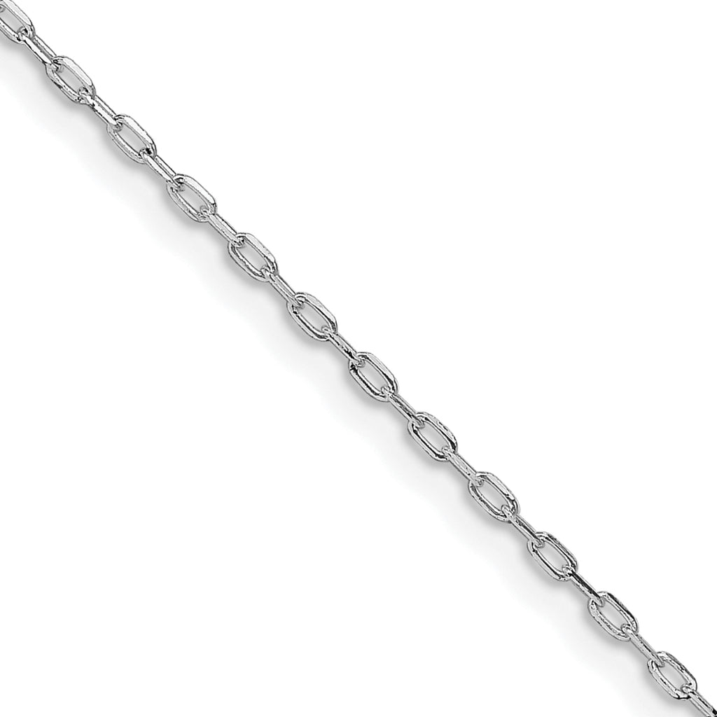 Sterling Silver Rhodium-Plated 1mm Diamond-Cut Long Link Cable Chain With 2in